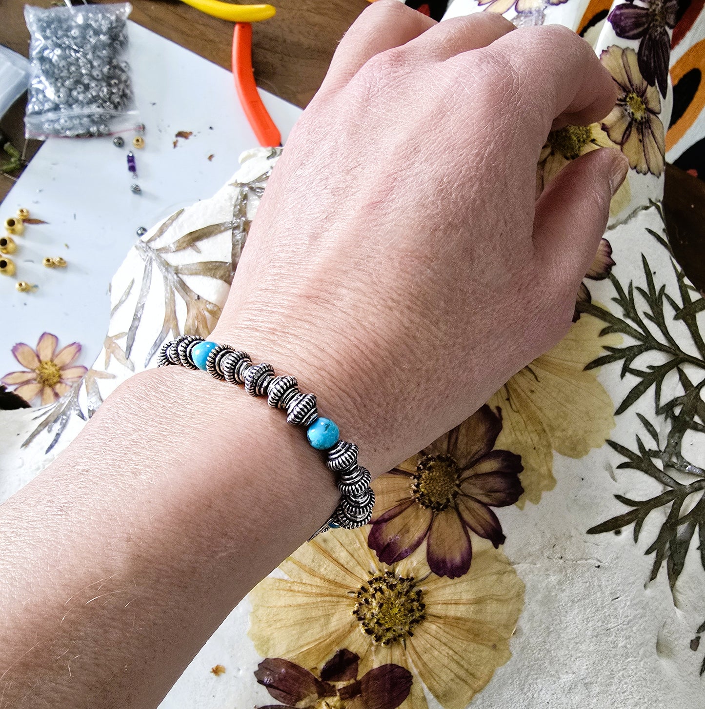 Becky - Sterling Silver Turquoise Beaded Bracelet