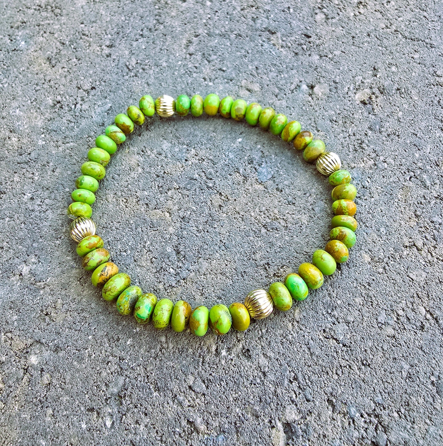 Ramona - Green Mojave Turquoise & Gold Bead Bracelet