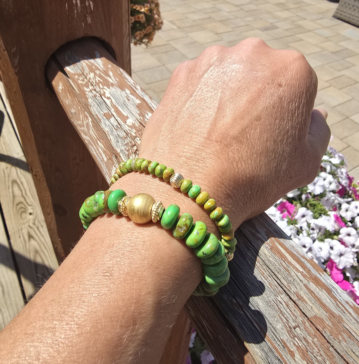 Sonoma - Green Mojave Turquoise & Gold Bead Bracelet