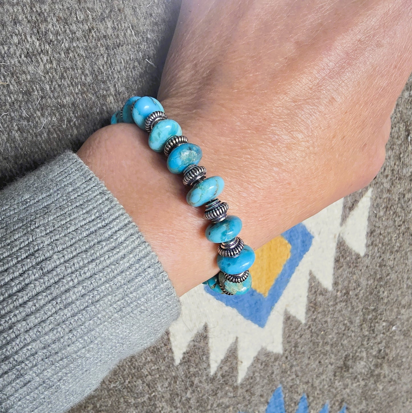 Tex Silver - Turquoise & Silver Bead Bracelet