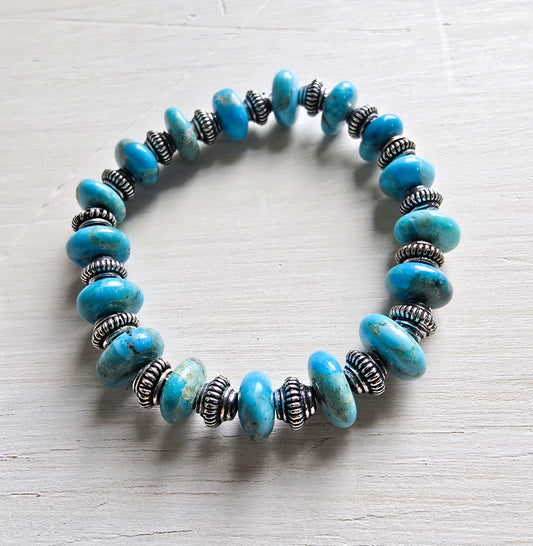 Tex Silver - Turquoise & Silver Bead Bracelet