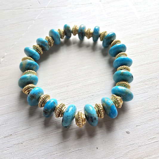 Tex - Turquoise & Gold Bead Bracelet