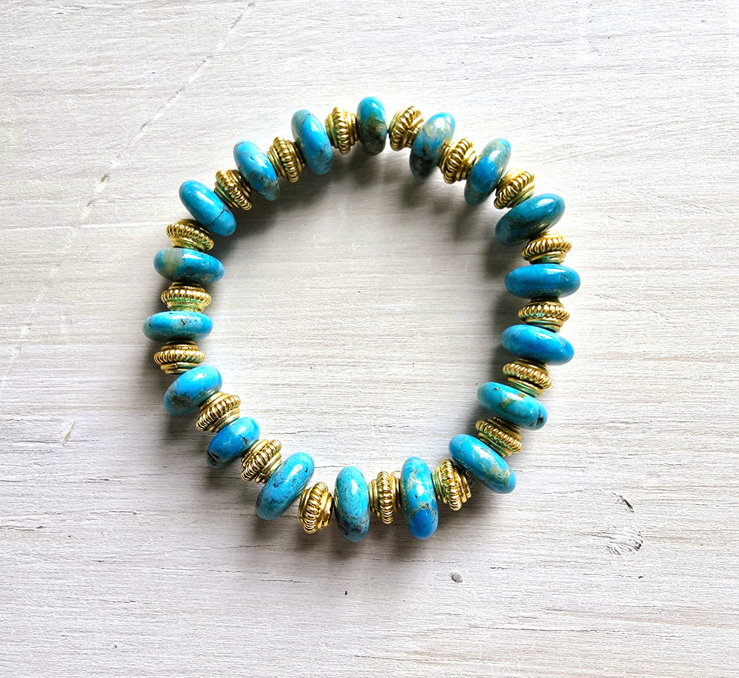 Tex - Turquoise & Gold Bead Bracelet