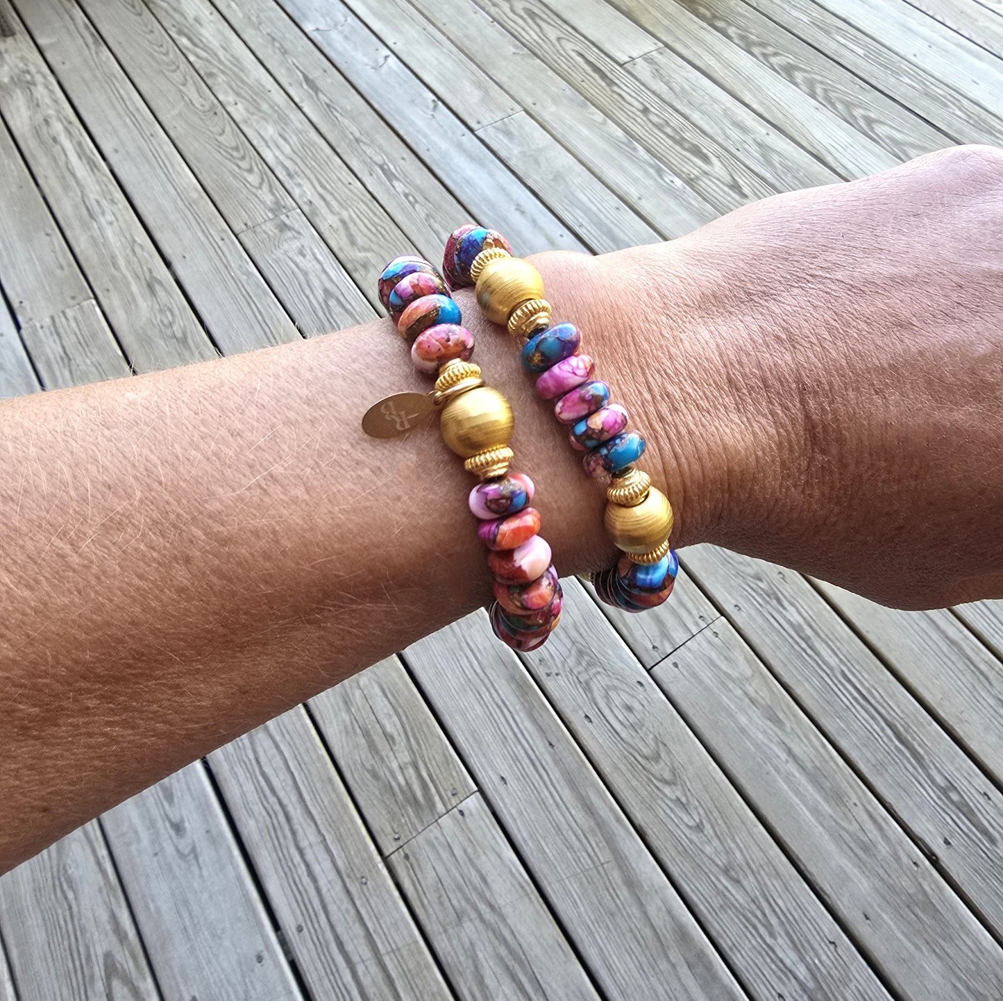 Beth Ann - Orange Dahlia Turquoise Bracelet