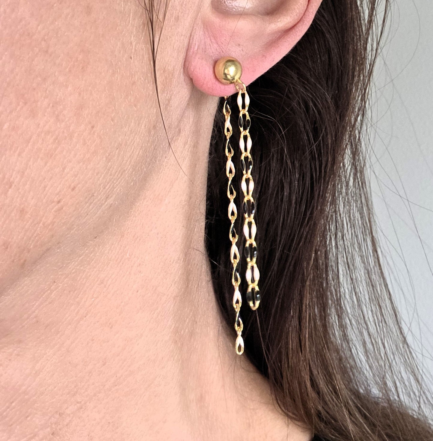 Black & White Double Drop Earrings