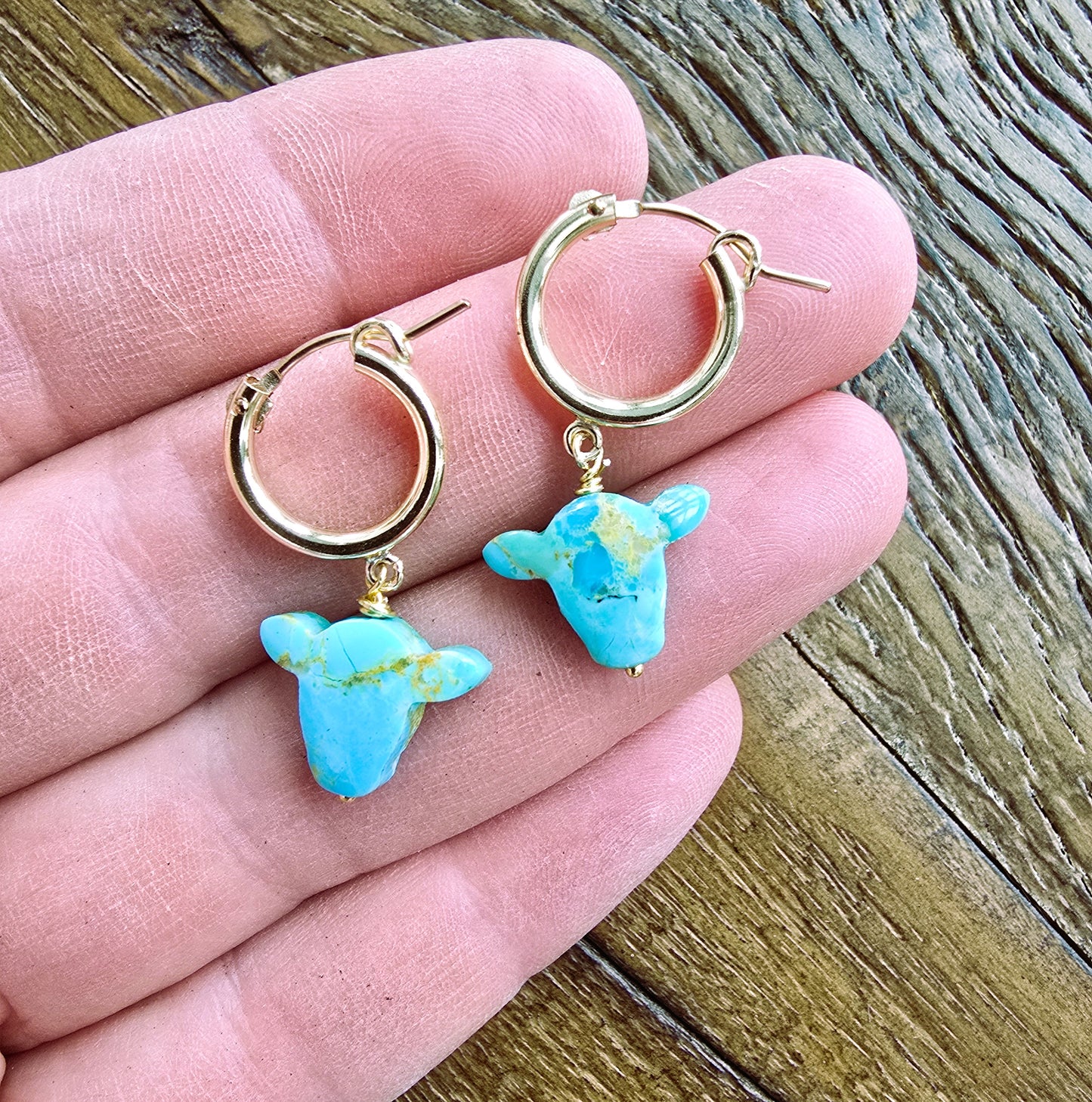 Turquoise Buffalo Hoop Earrings