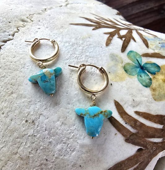 Turquoise Buffalo Hoop Earrings