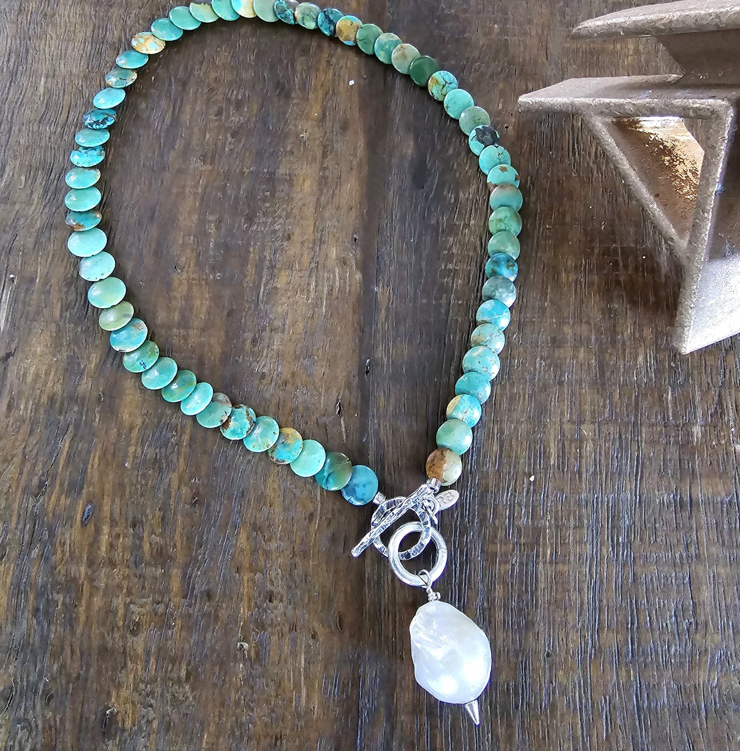 Santa Fe - Turquoise Coin Pearl Necklace