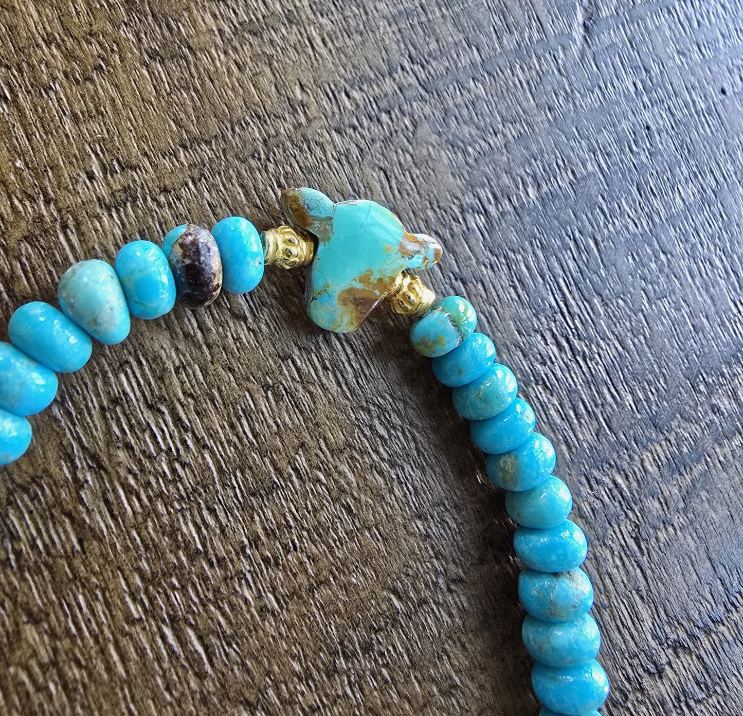 Cow Skull Turquoise & Gold Bead Bracelet