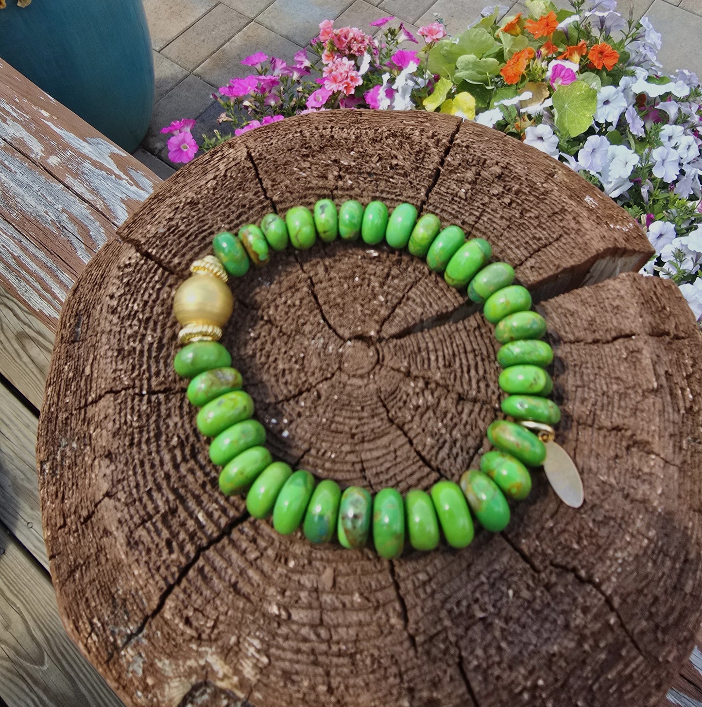 Sonoma - Green Mojave Turquoise & Gold Bead Bracelet
