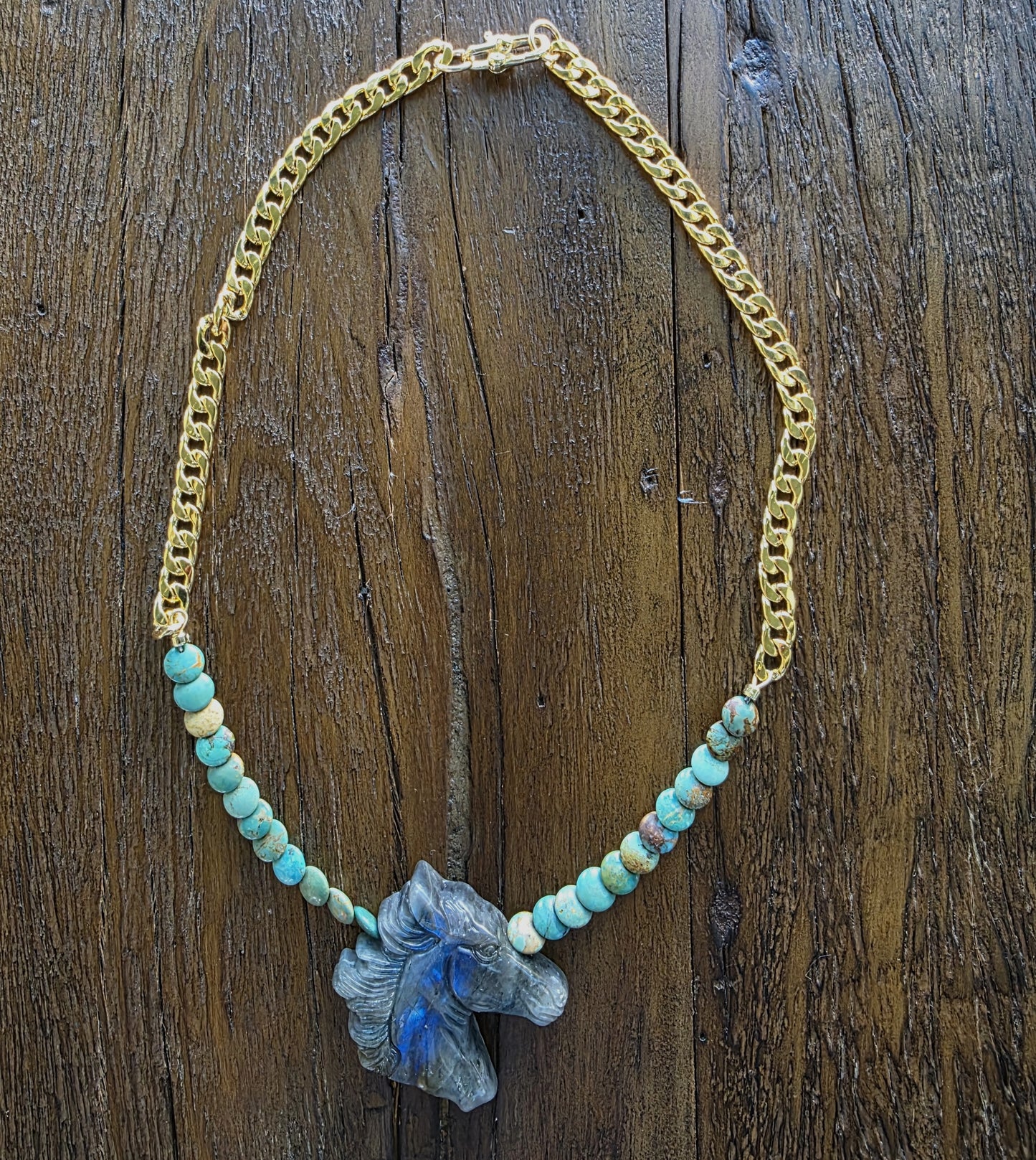 Labradorite Horse Pendant Necklace