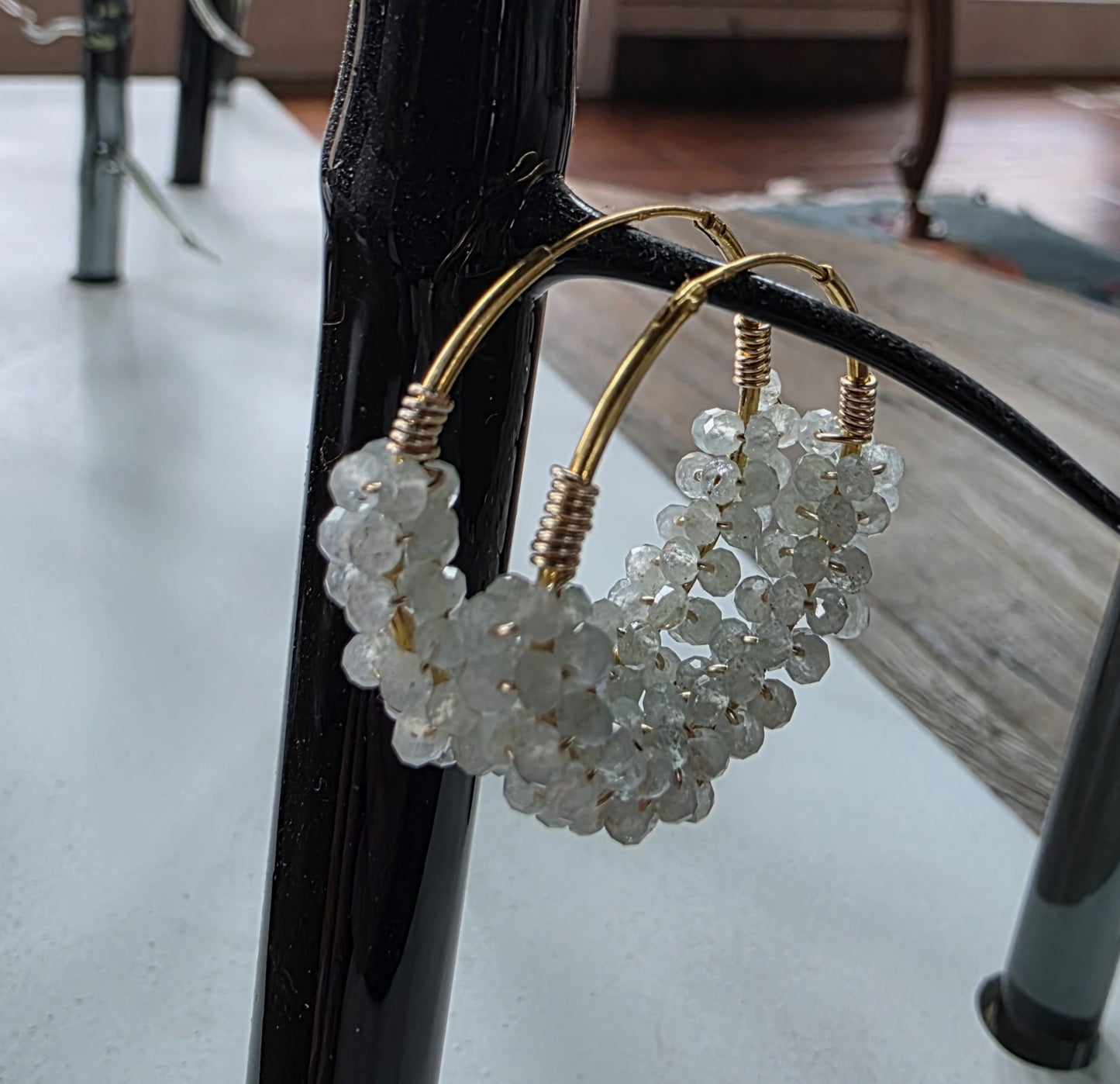 Moonstone Wrap Hoop Earrings
