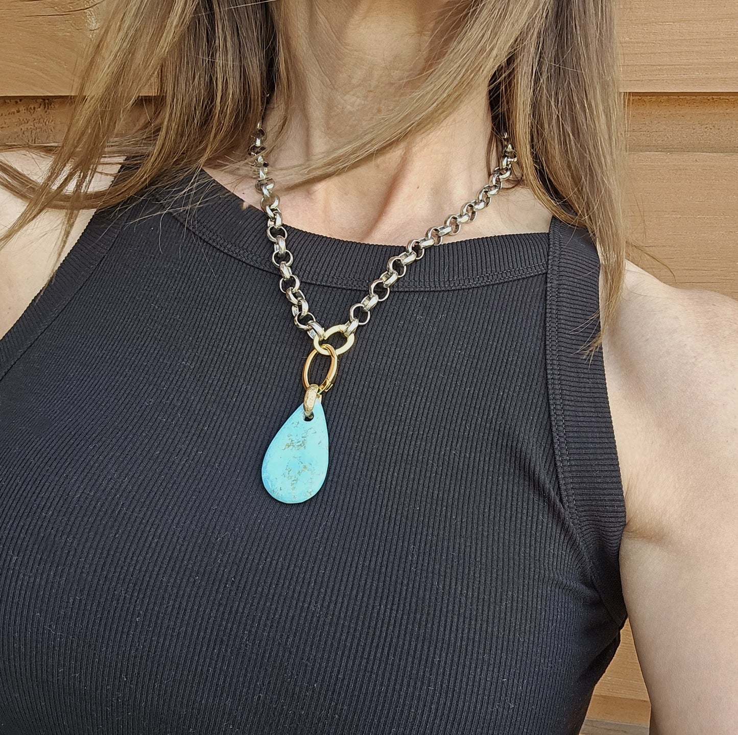Norene - Silver Tear Drop Turquoise Necklace