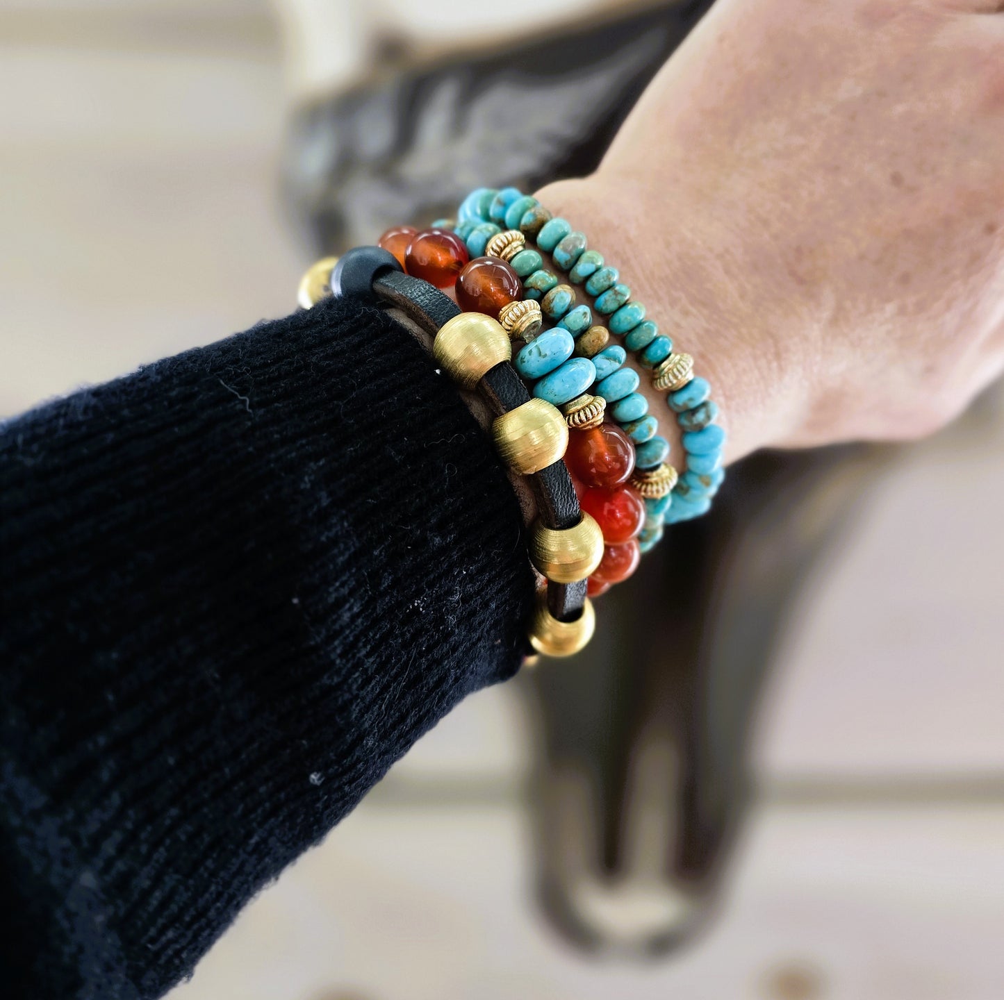 Austin - Carnelian Turquoise Stretch Bracelet