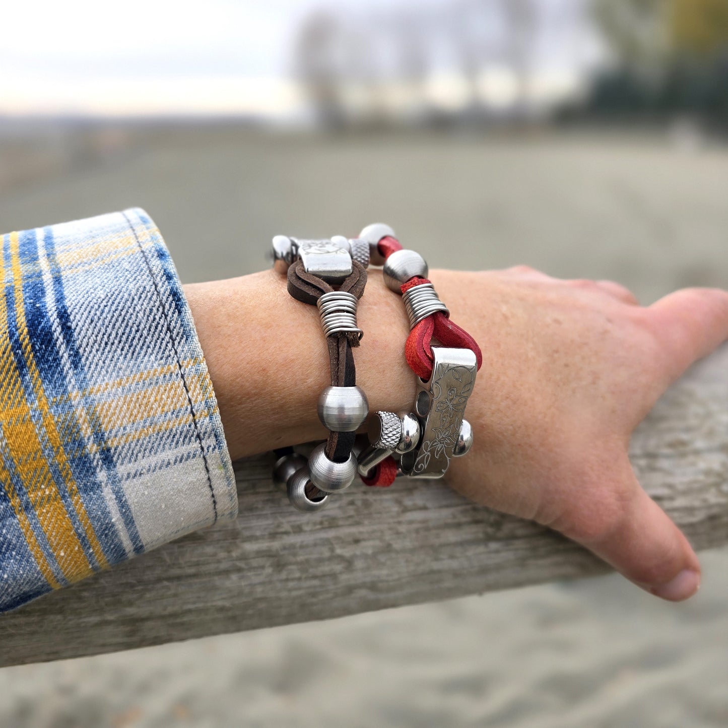 Leather & Steel Bracelet