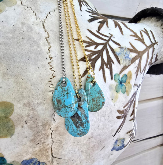 Teardrop Turquoise Pendant Necklace