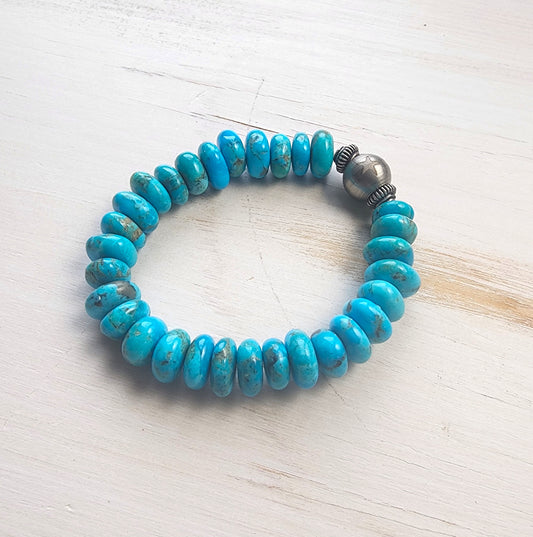 Cash - Turquoise & Steel Bead Bracelet