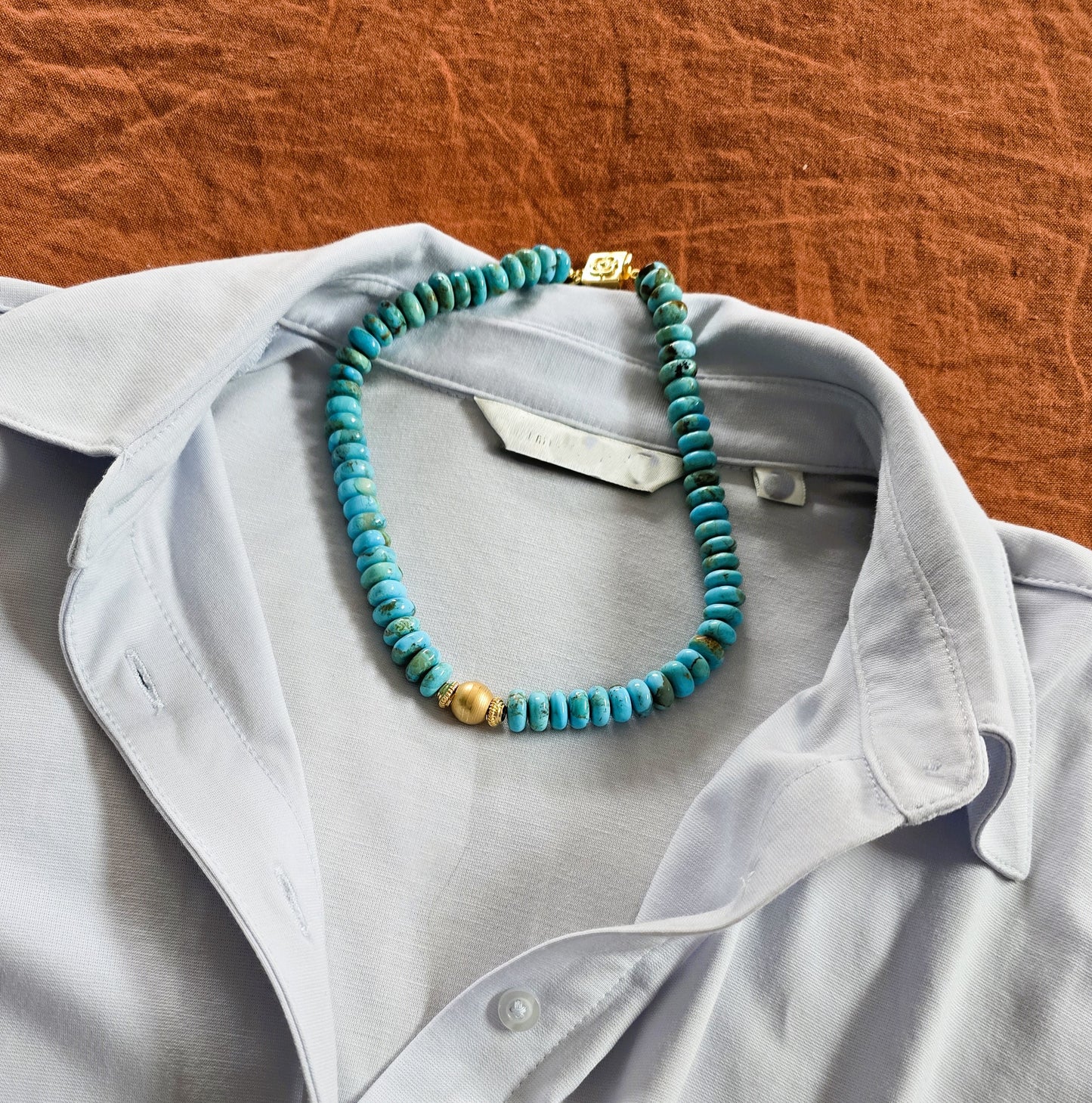 Arizona - Turquoise & Gold Bead Necklace