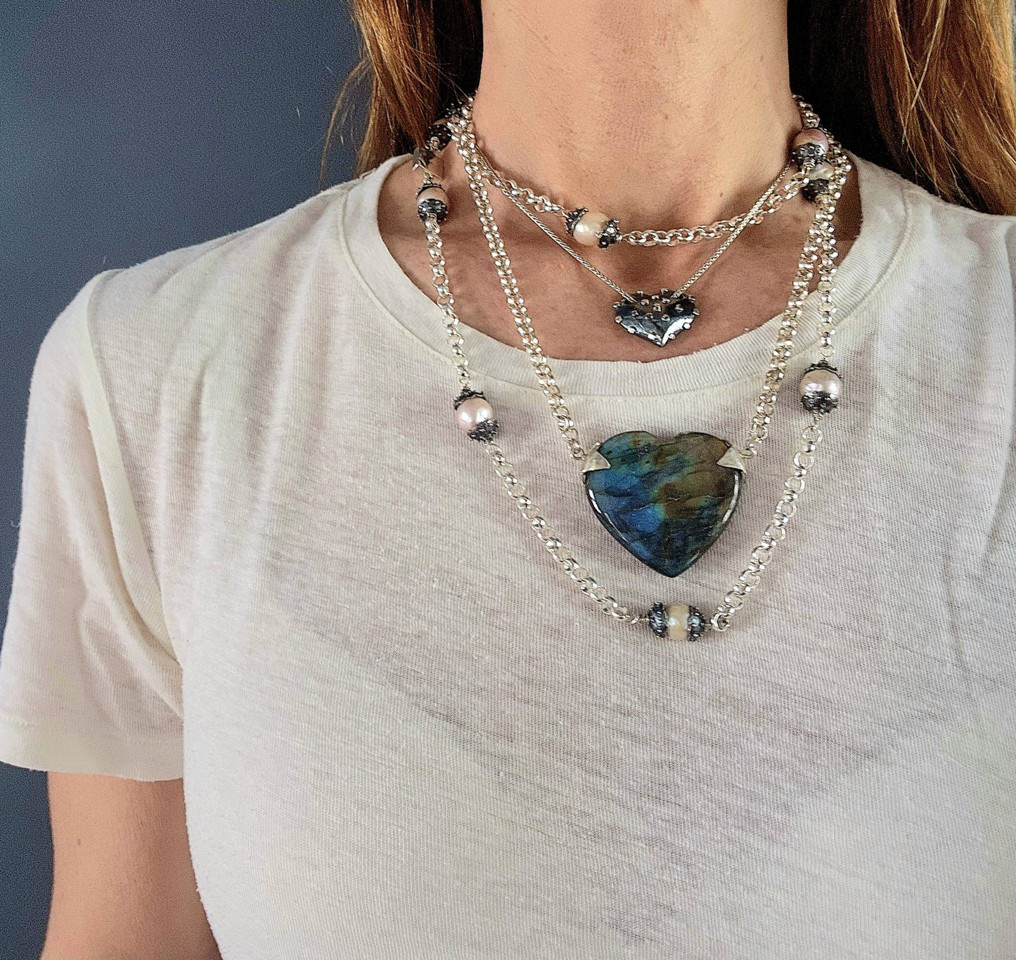 Labradorite Heart Pendant Necklace