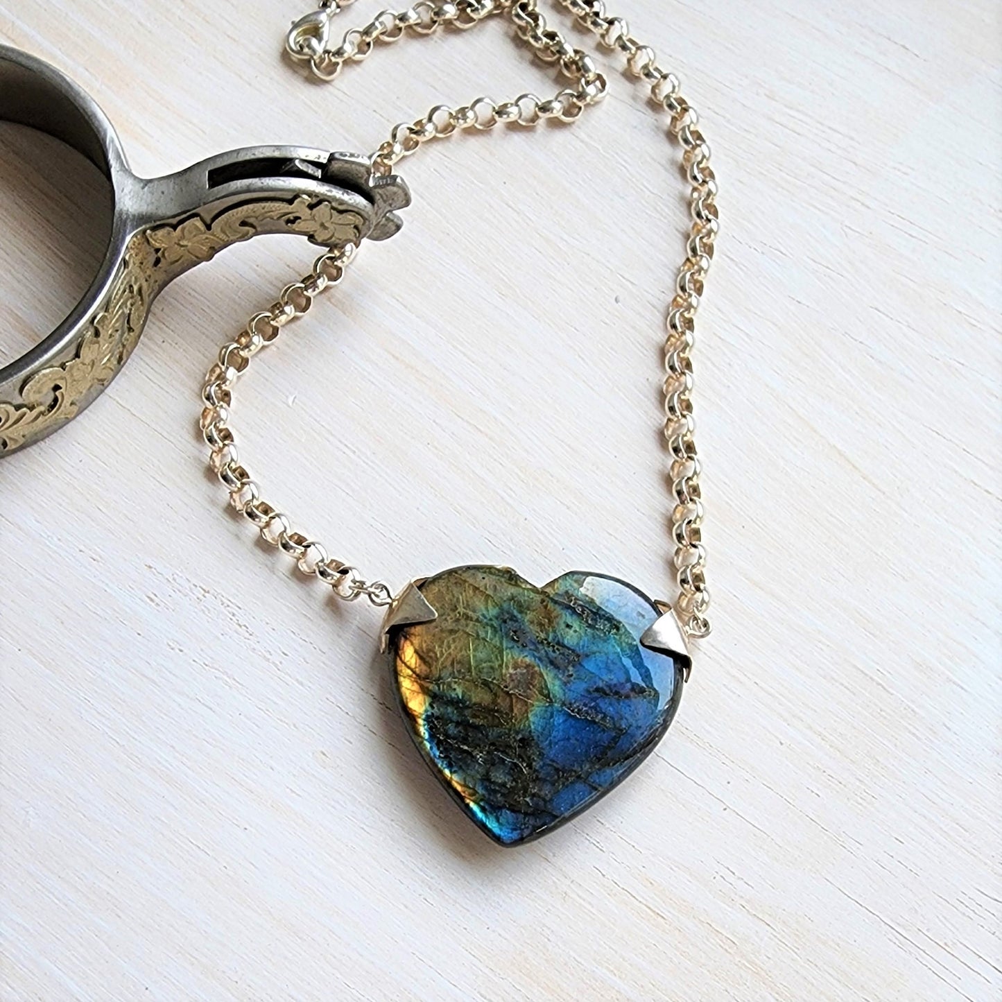 Labradorite Heart Pendant Necklace