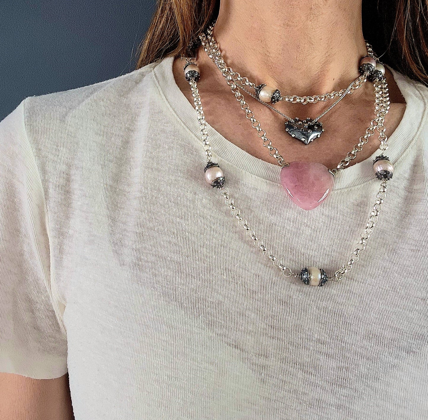 Rose Quartz Heart Pendant Necklace