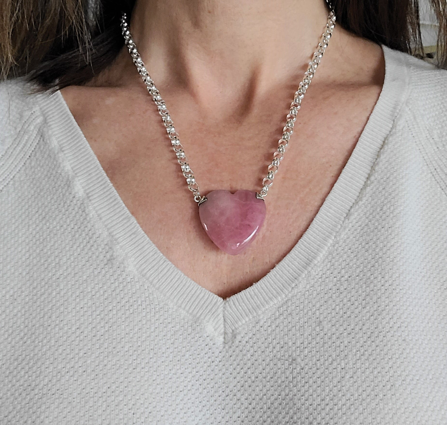 Rose Quartz Heart Pendant Necklace