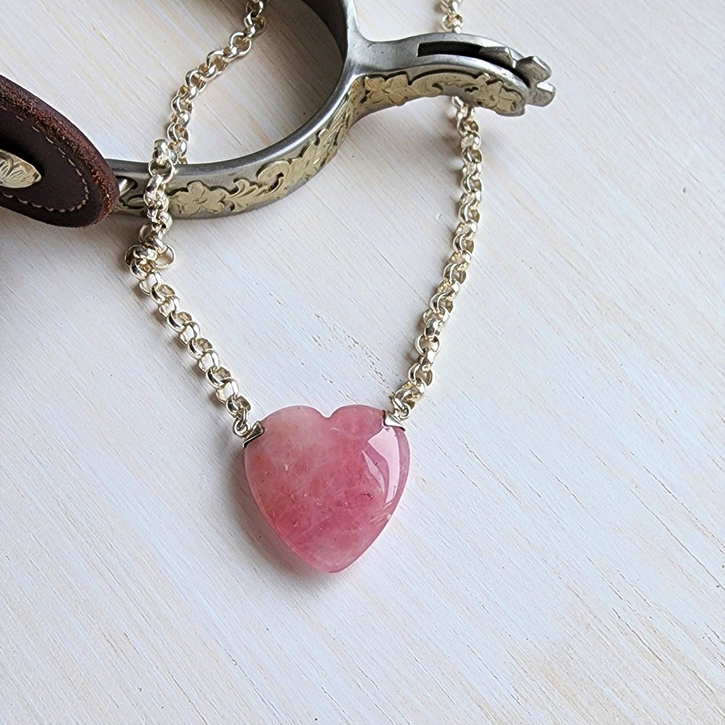 Rose Quartz Heart Pendant Necklace