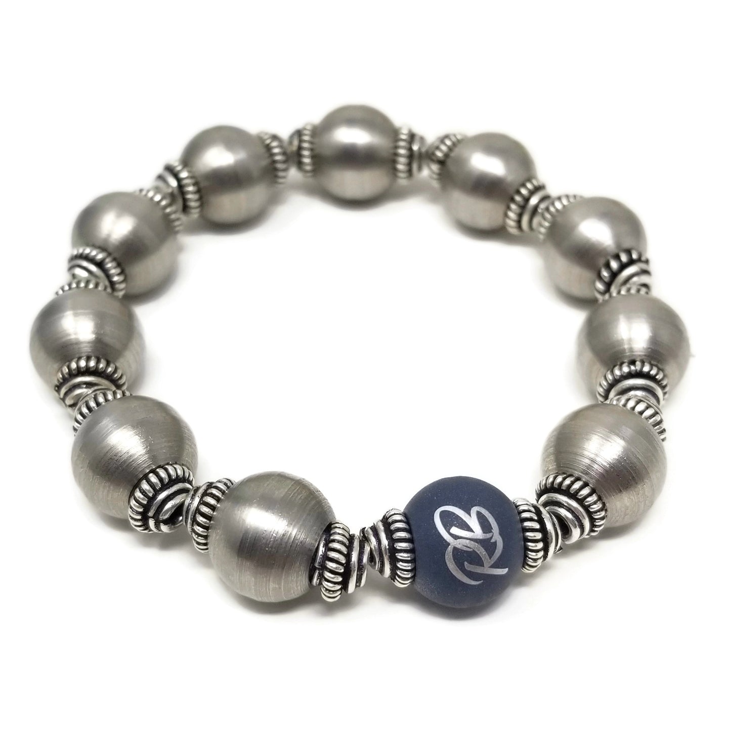 RB Steel & Silver Stretch Beaded Bracelet
