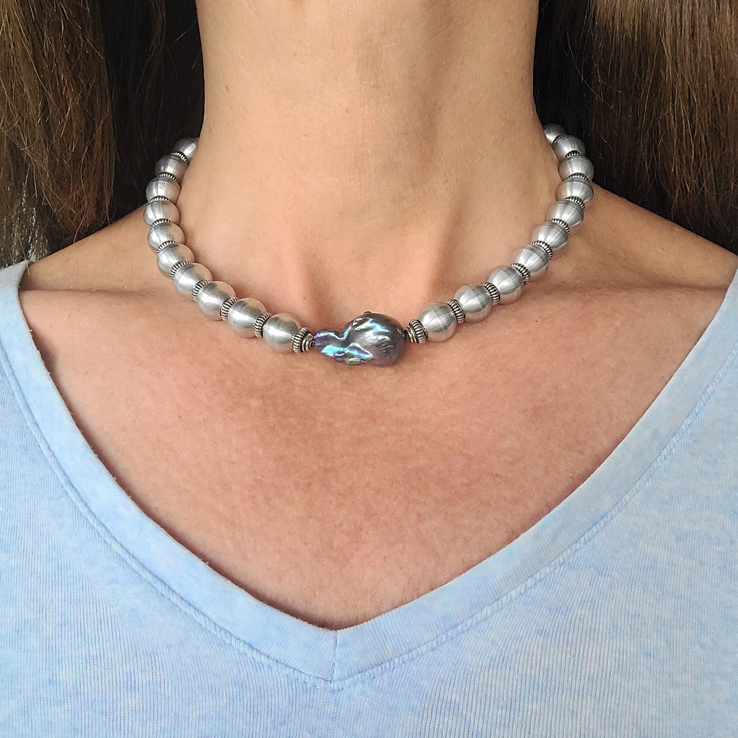 Tough Girl Peacock Pearl Collar Necklace