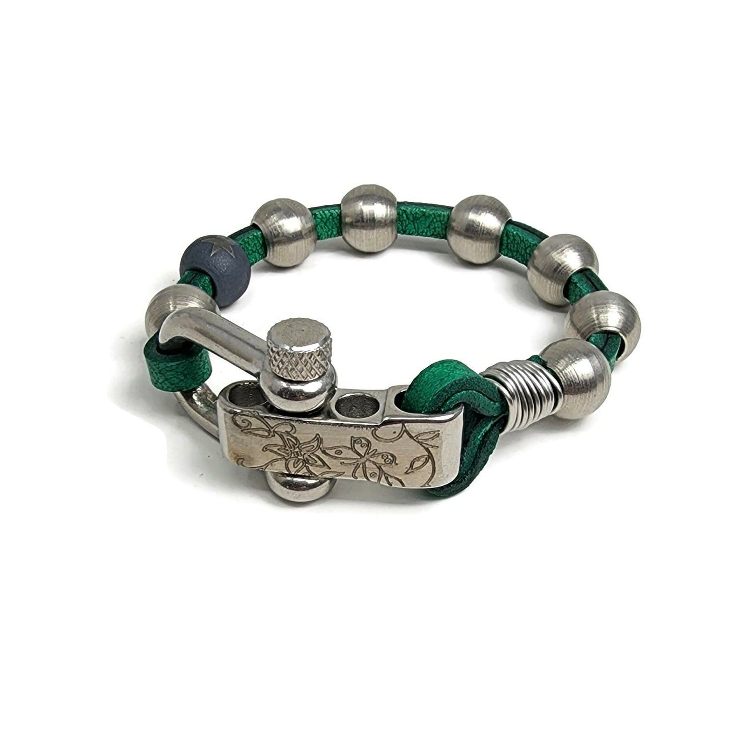 Colored Leather & Steel Bracelet