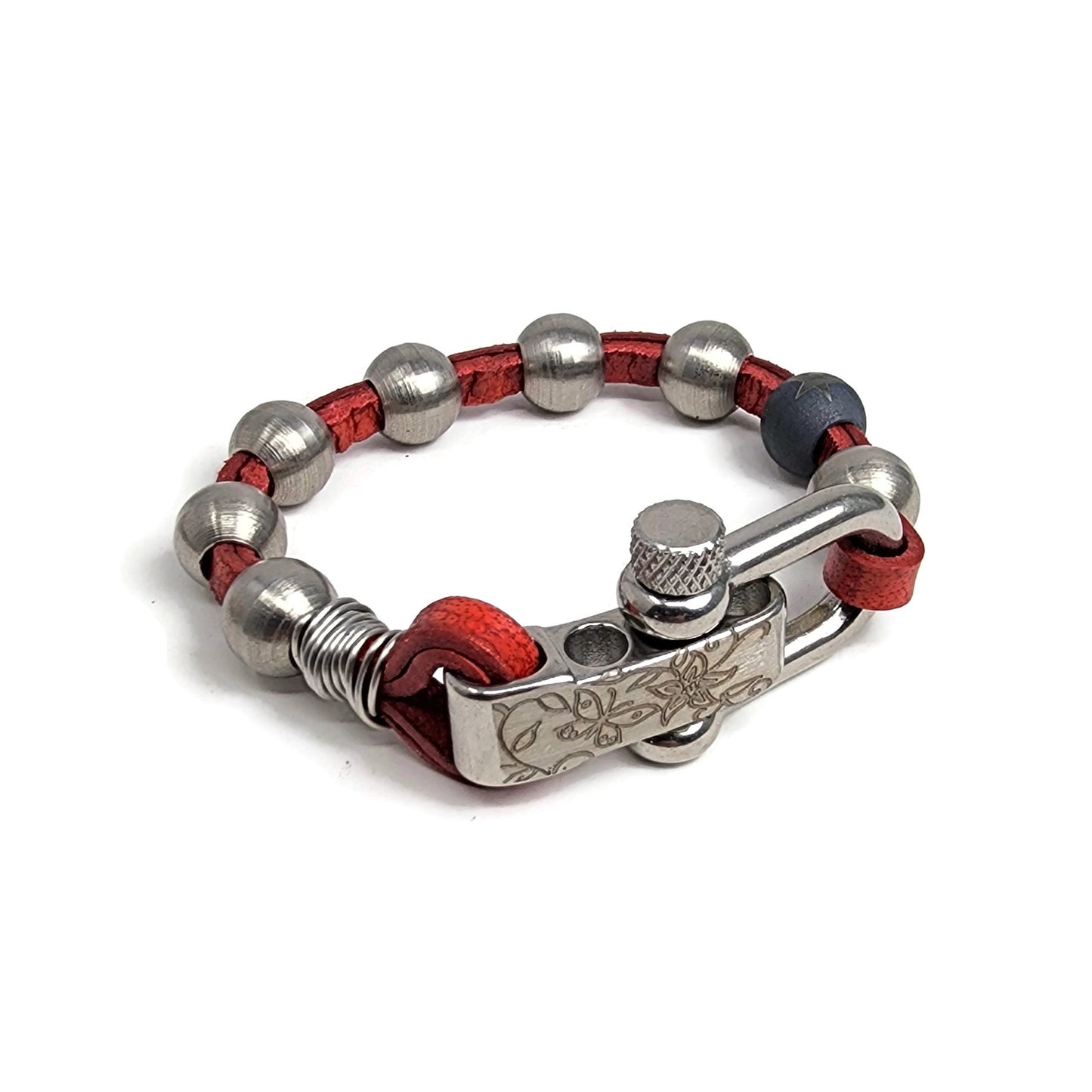 Colored Leather & Steel Bracelet