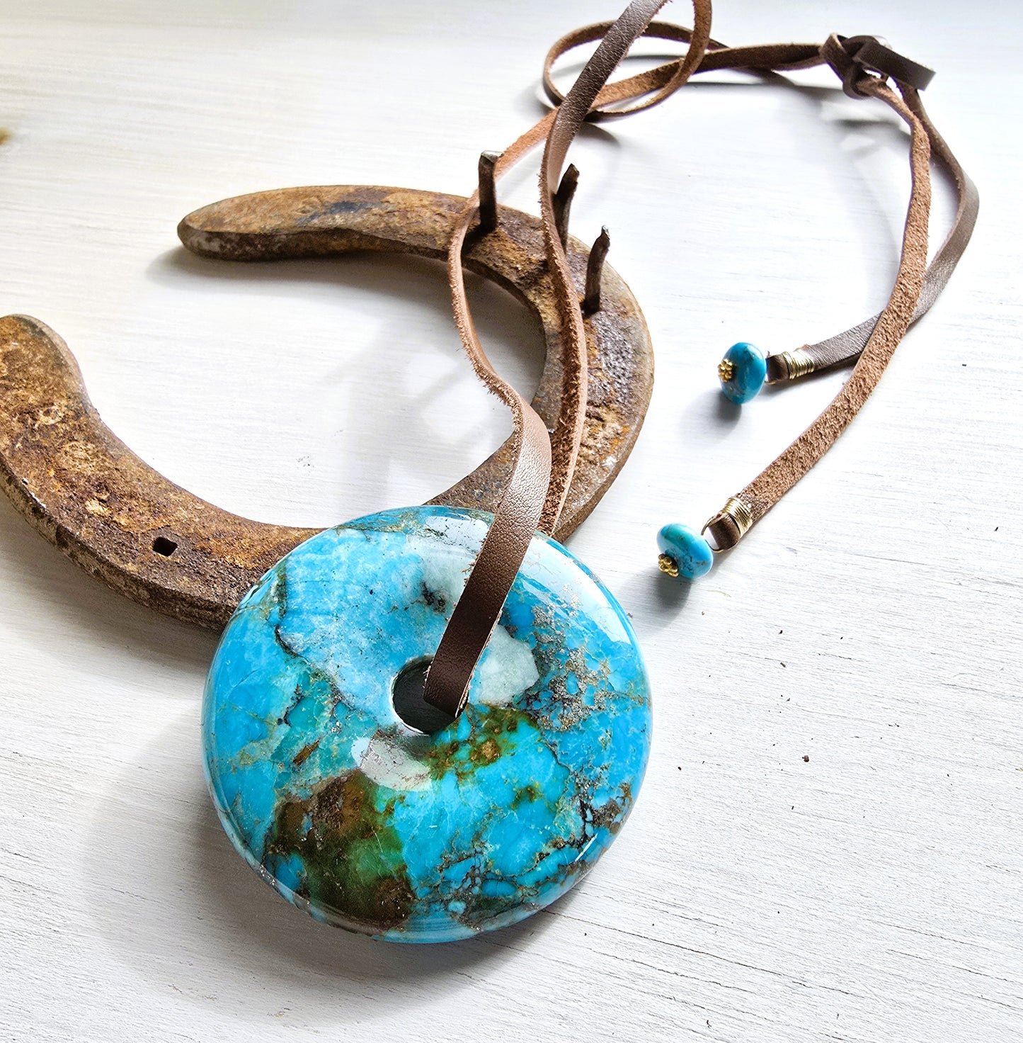 Athena - AZ Turquoise Donut Pendant Necklace