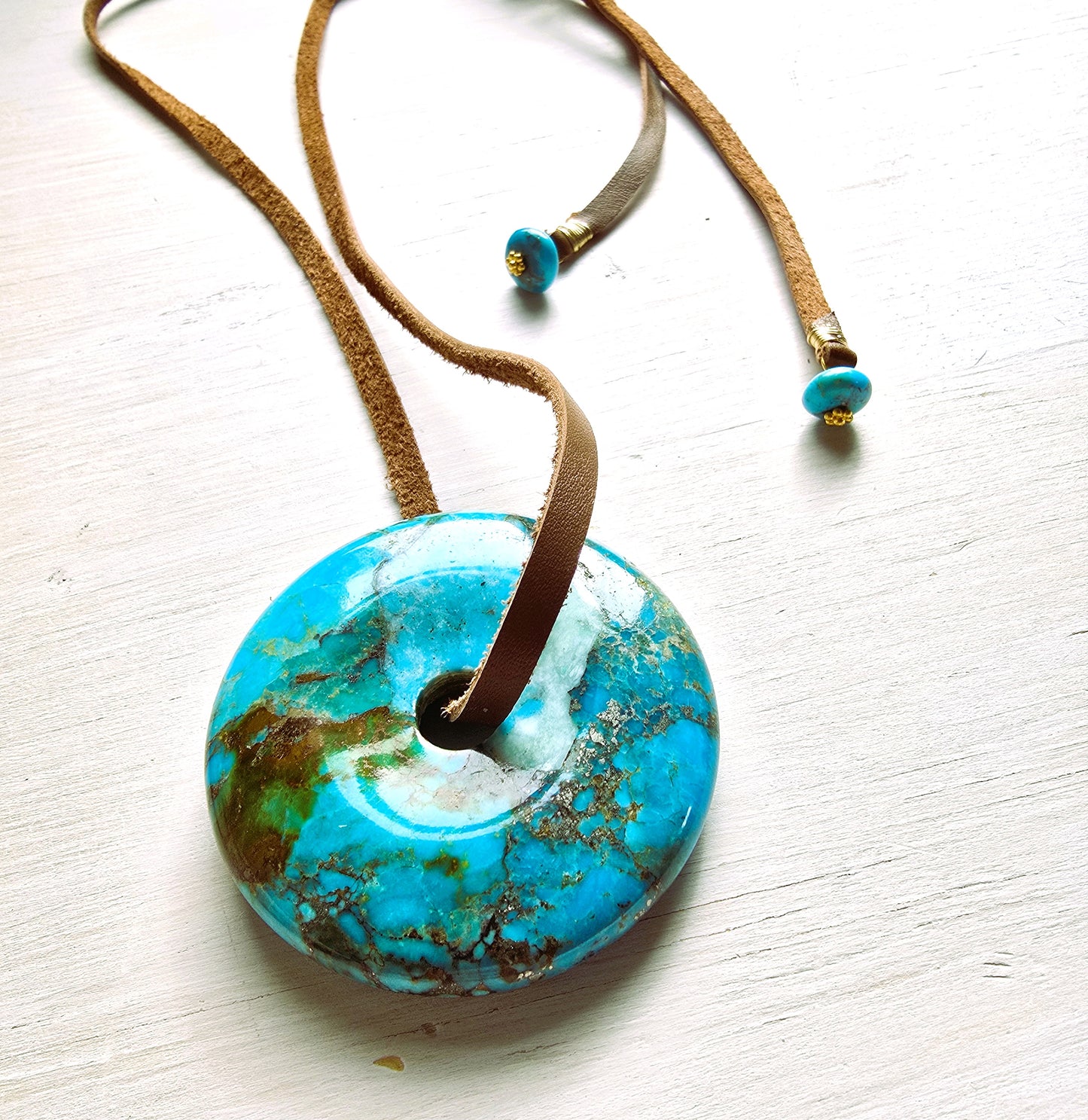 Athena - AZ Turquoise Donut Pendant Necklace