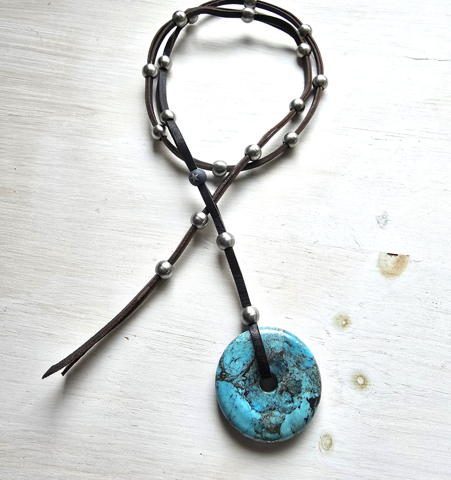 Athena - AZ Turquoise Donut Pendant Necklace