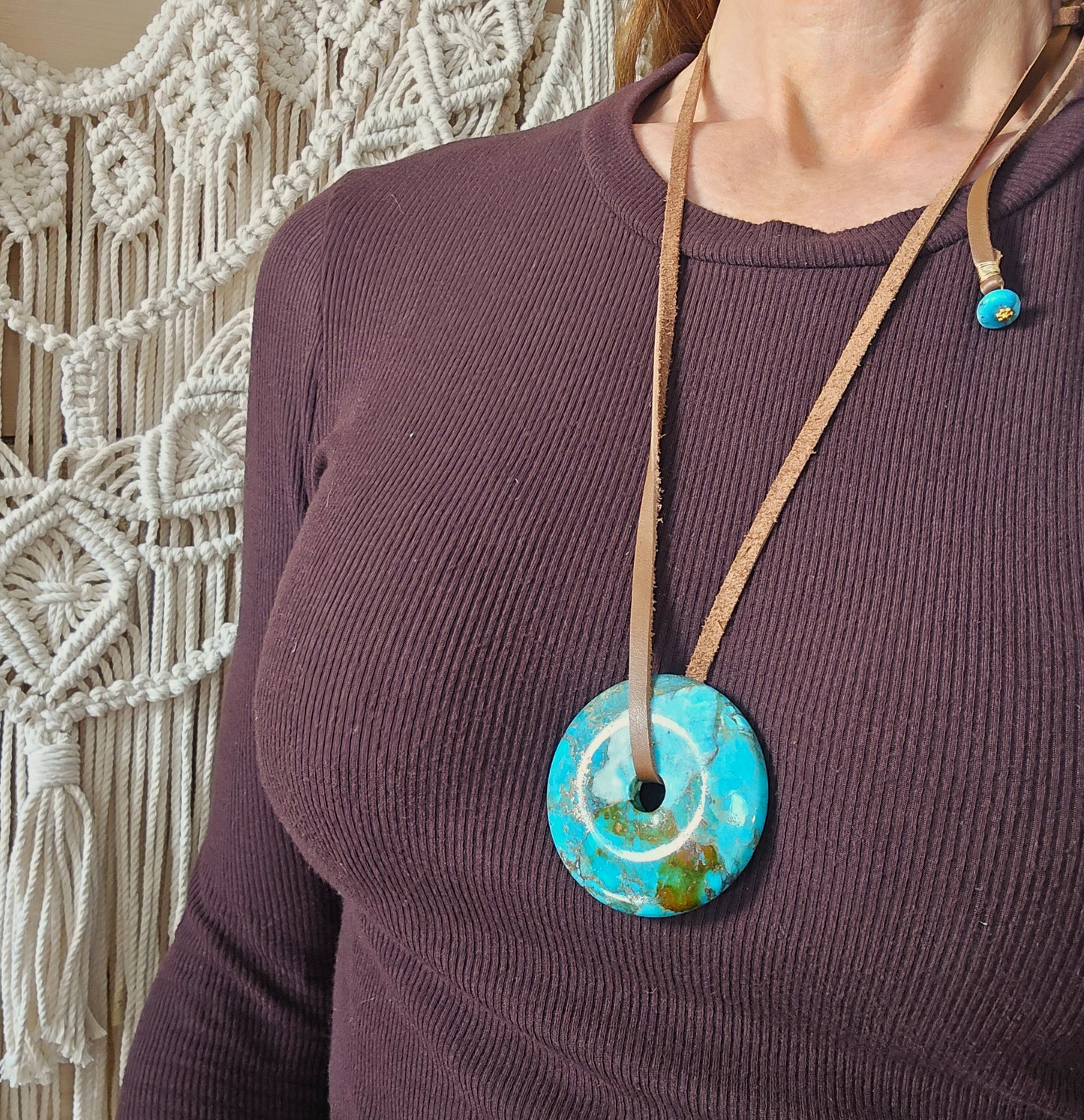 Athena - AZ Turquoise Donut Pendant Necklace