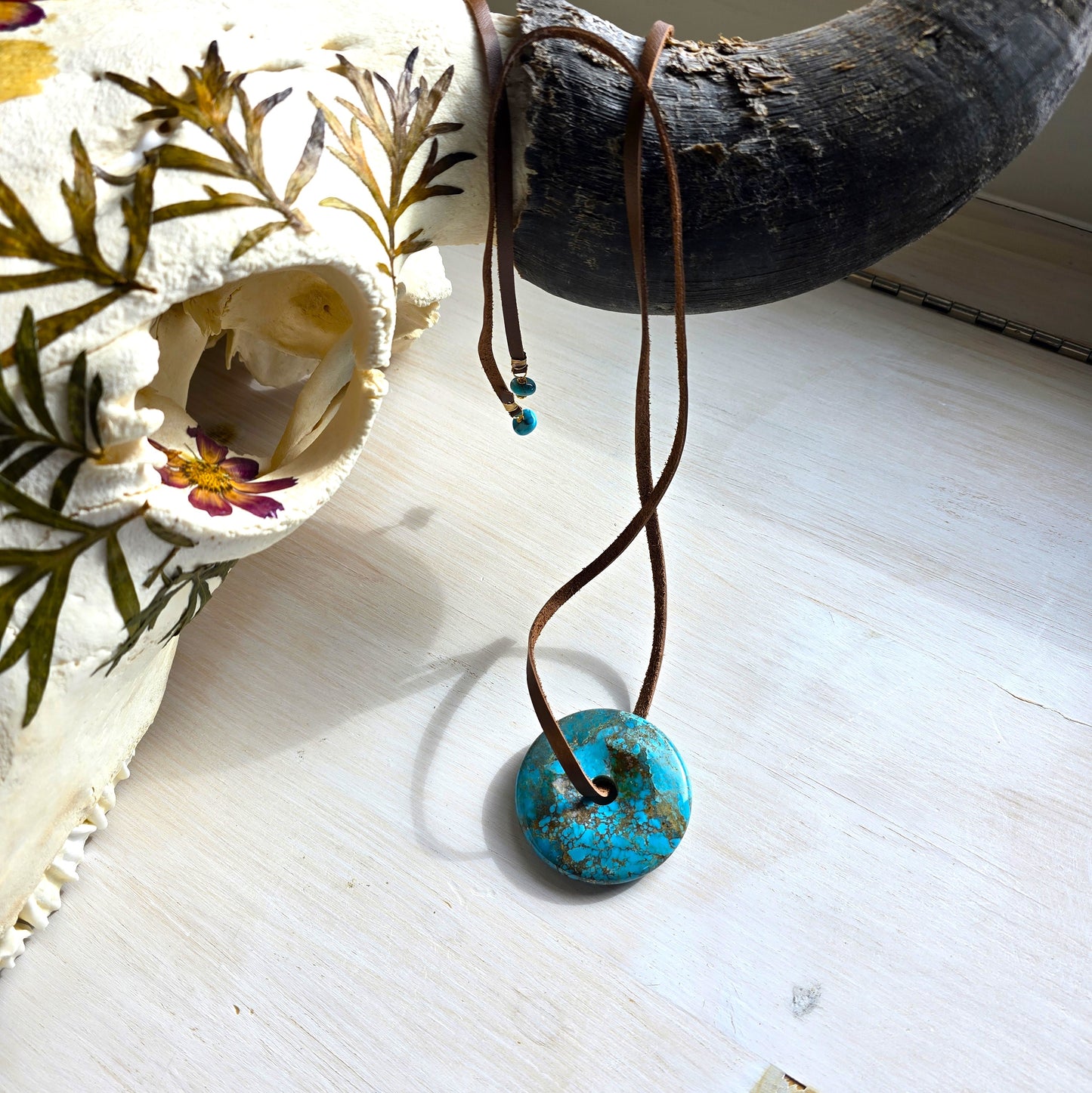 Athena - AZ Turquoise Donut Pendant Necklace