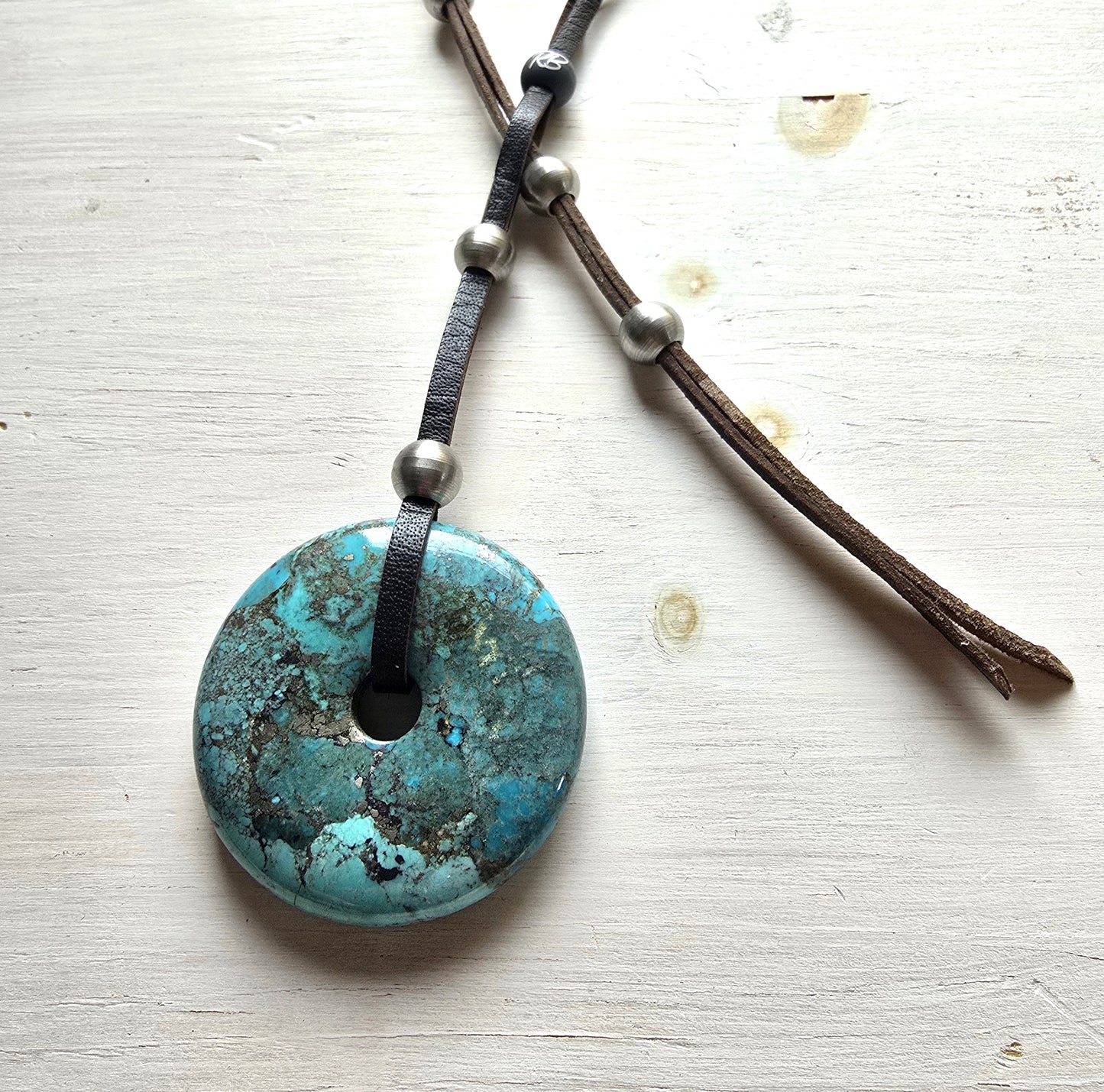 Athena - AZ Turquoise Donut Pendant Necklace