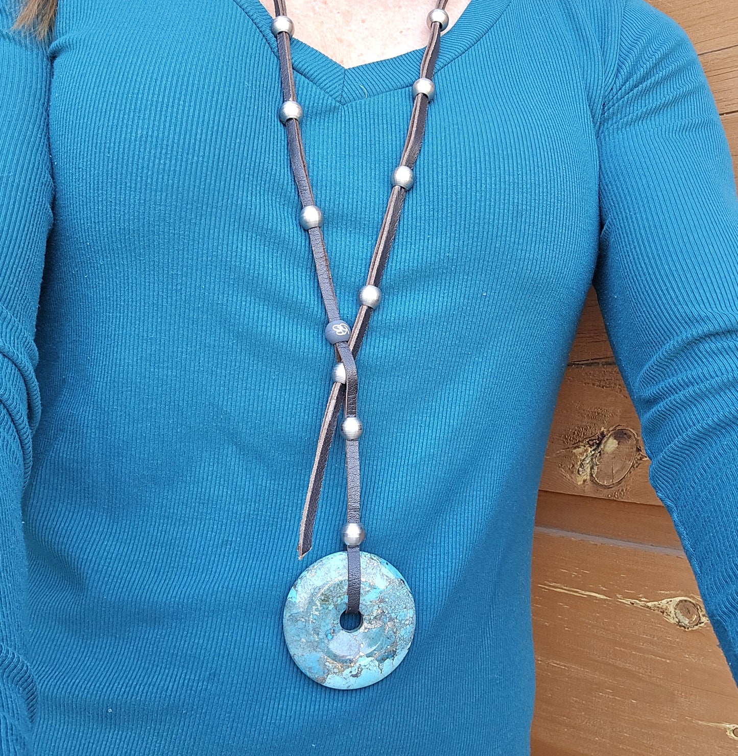Athena - AZ Turquoise Donut Pendant Necklace