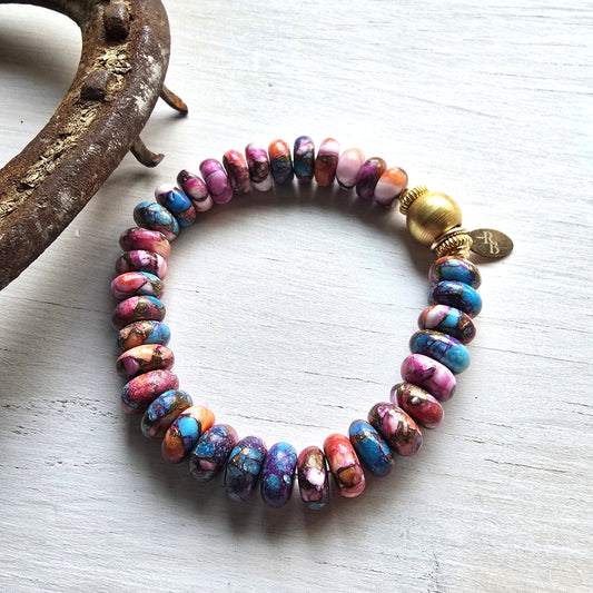 Beth - Orange Dahlia Turquoise Bracelet