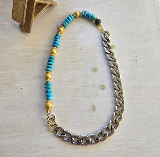 Dakota Mixed Metal Turquoise Necklace