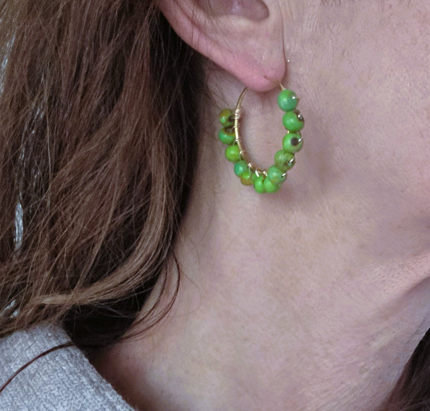 Green Turquoise Hoop Earrings
