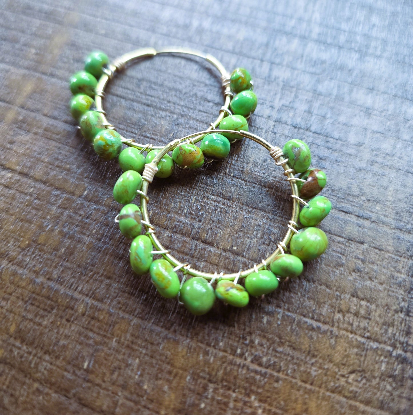 Green Turquoise Hoop Earrings
