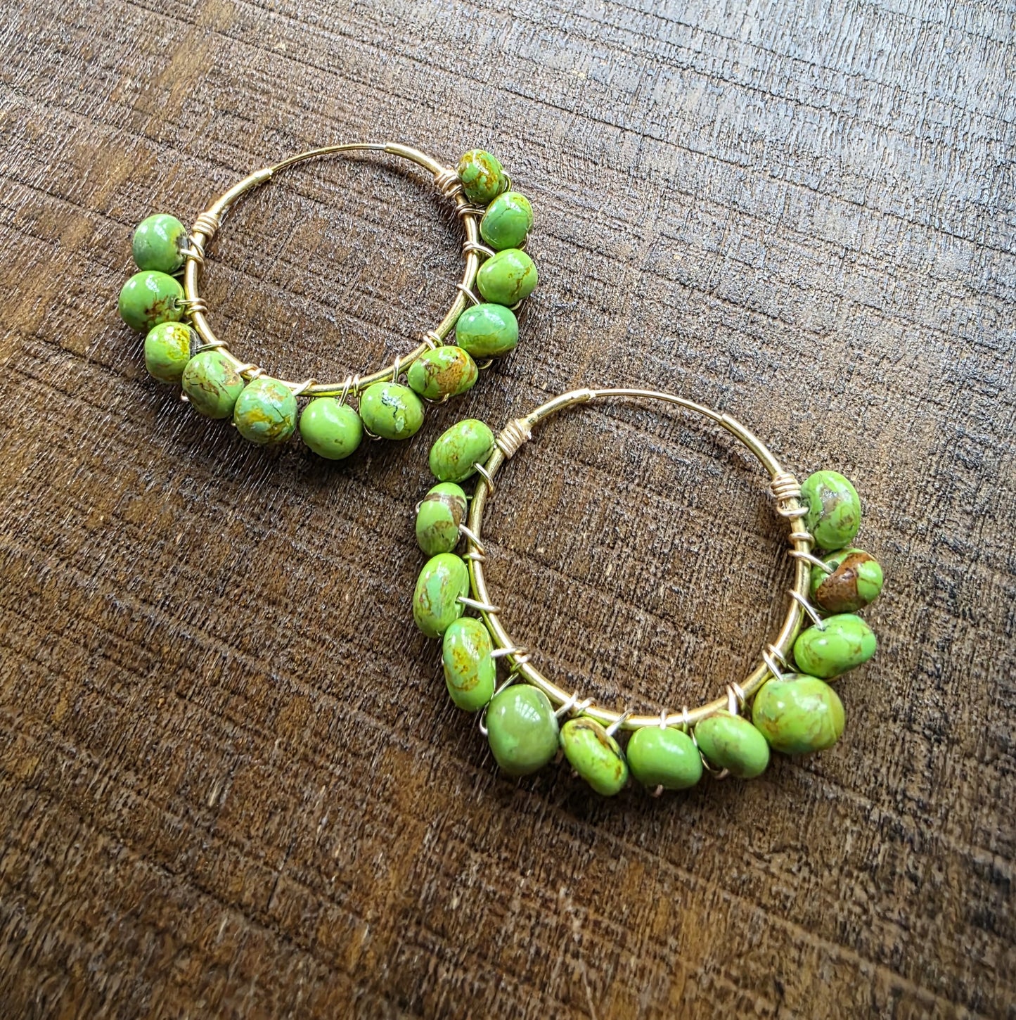 Green Turquoise Hoop Earrings