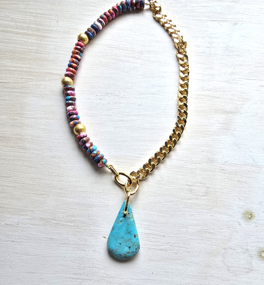 Jene - Multi Turquoise Pendant Necklace