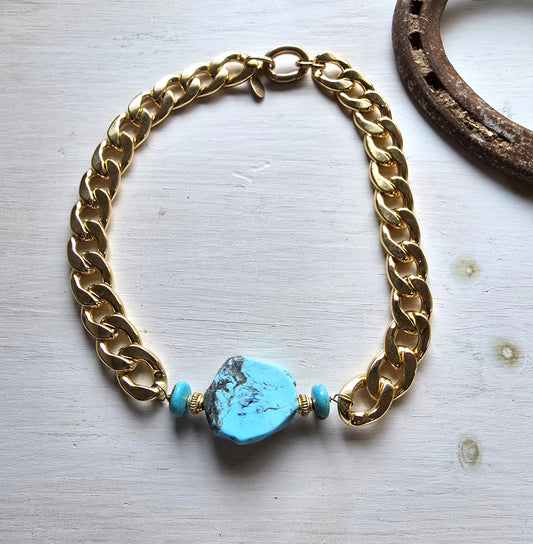 Joannie - Turquoise Slab Collar Necklace