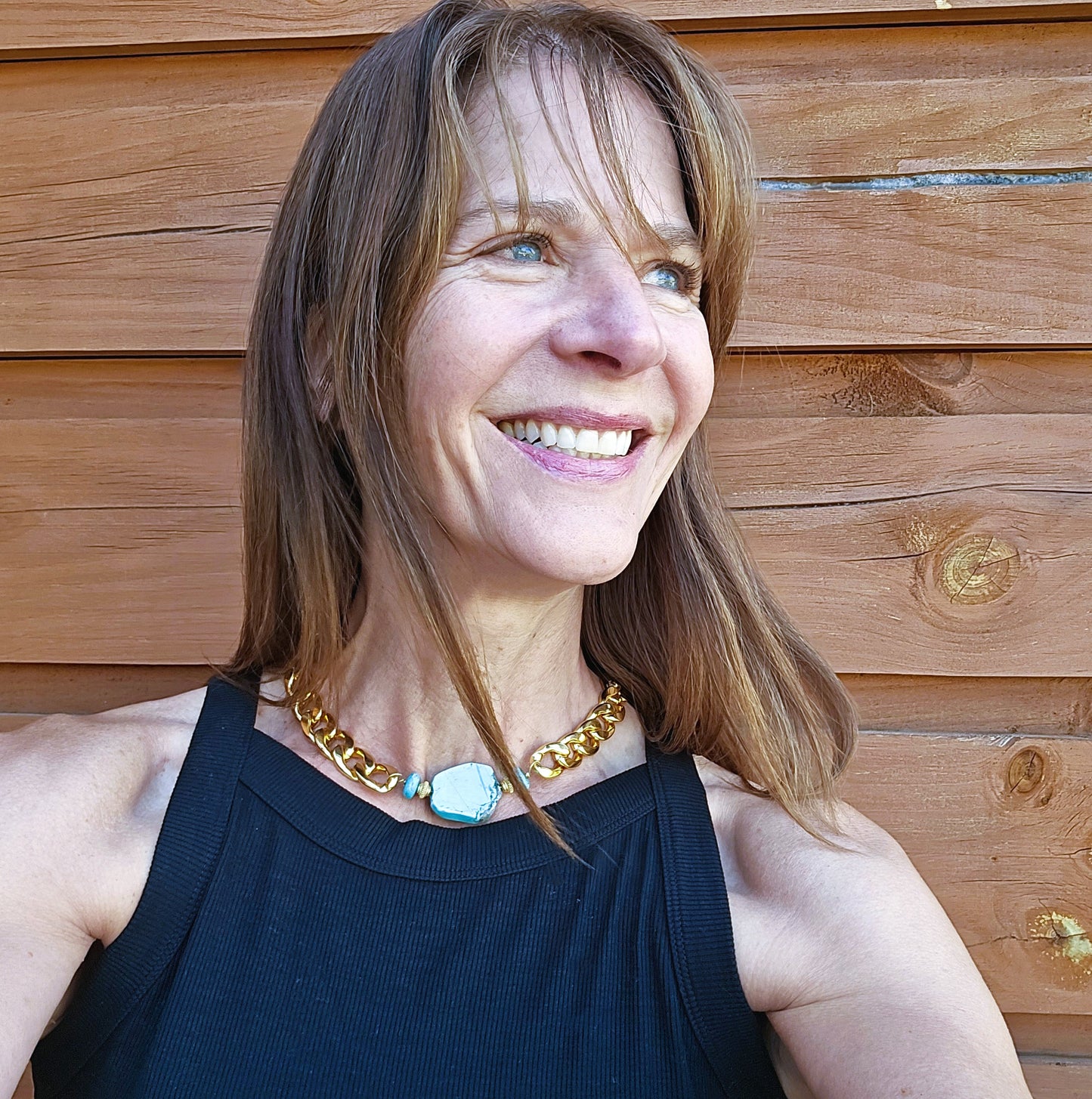 Joannie - Turquoise Slab Collar Necklace