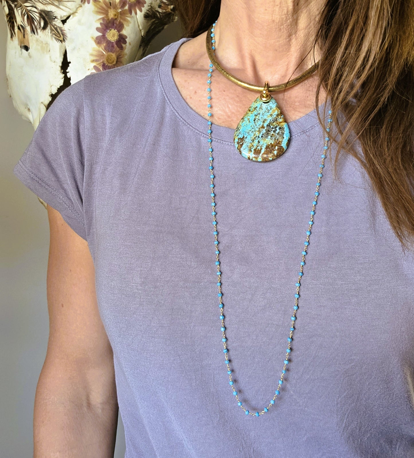 Rockstar Turquoise and Leather Necklace