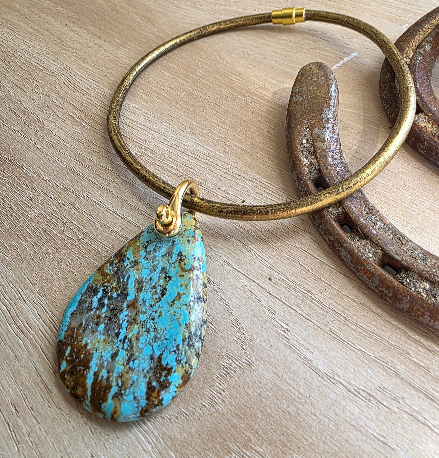 Rockstar Turquoise and Leather Necklace