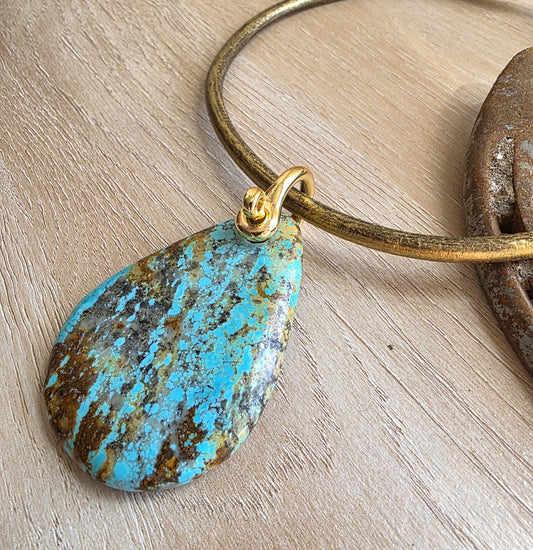 Rockstar Turquoise and Leather Necklace