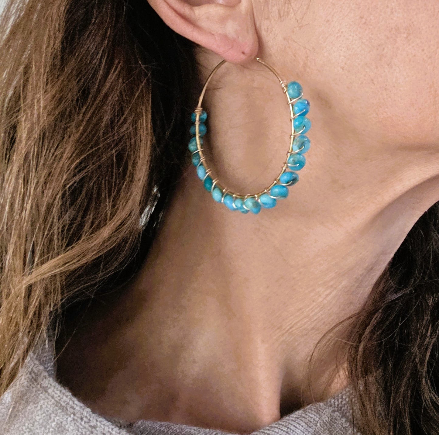 Large Turquoise Hoop Earrings